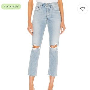 Agolde Riley High Rise Straight Crop Jeans in Clear Skies